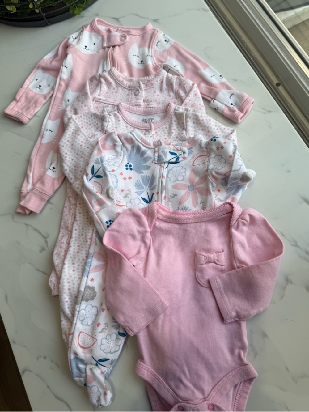 Newborn Baby Girl Pink 1 Piece outfit Bundle 100% Cotton *Like New*